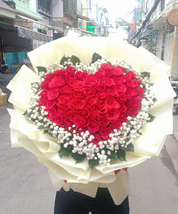 Bó hoa hồng trái tim đẹp