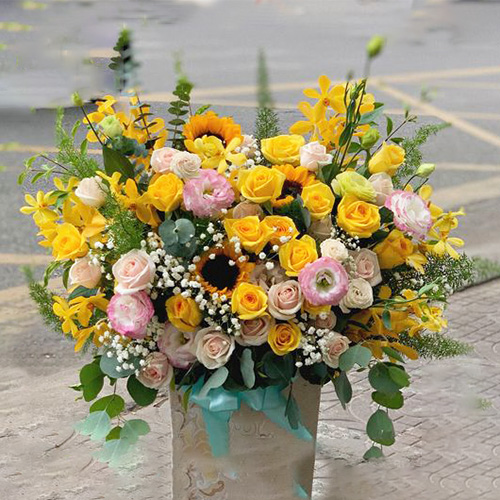 Giỏ hoa đẹp chúc mừng khai trương tại shop hoa Châu Phú