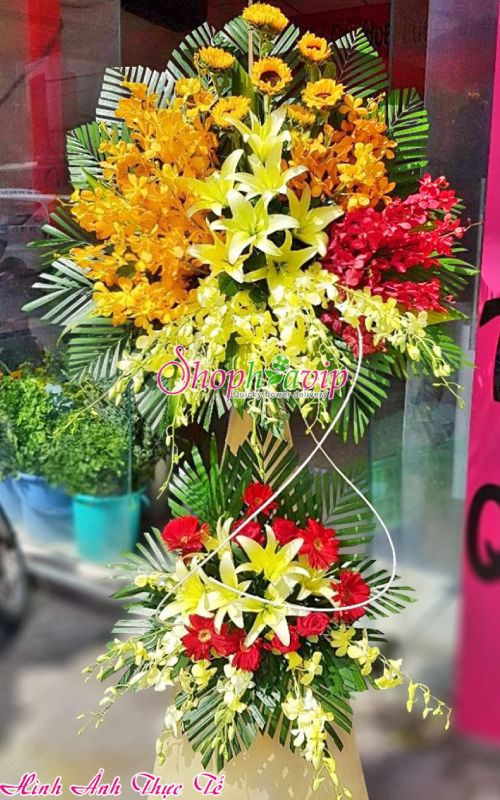 Kệ hoa chúc mừng khai trương tại tiệm hoa tươi Thủ Dầu Một