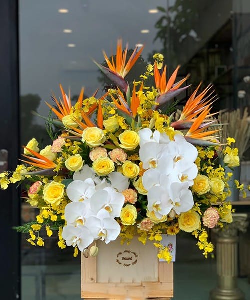 Giỏ hoa chúc mừng khai trương tại shop hoa tươi Nam Định