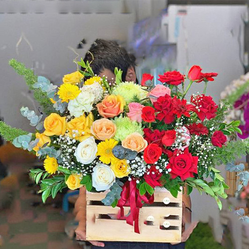Giỏ hoa khai trương tại shop hoa tươi Quỳ Châu