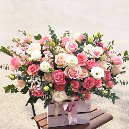 Giỏ hoa đẹp chúc mừng khai trương tại shop hoa Hòa Thành