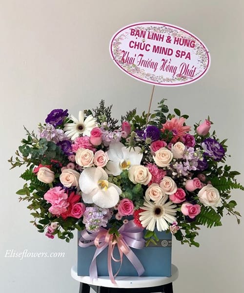 Lẵng hoa mừng khai trương tại shop hoa tươi Bình Minh