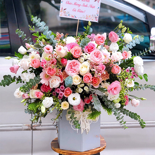 Lẵng hoa đẹp sinh nhật tại shop hoa tươi Tân Trụ